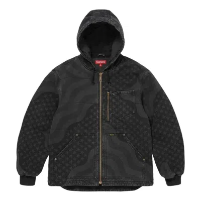Supreme Flag-quilted Hooded Jacket In Black