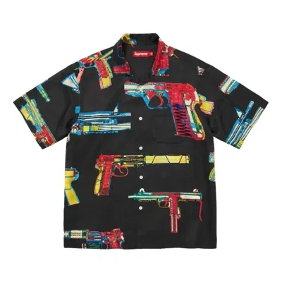 Supreme Ss26 Guns Silk S/s Shirt 'black'