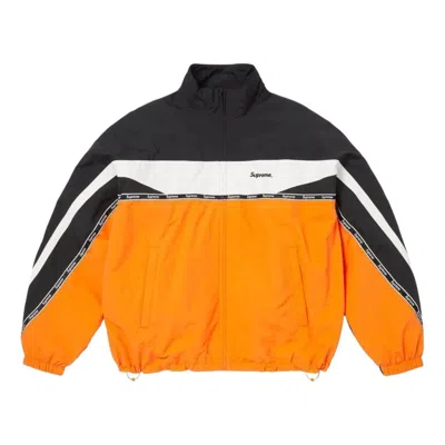 Supreme Ss26 Logo Taping Track Jacket 'orange' In Black