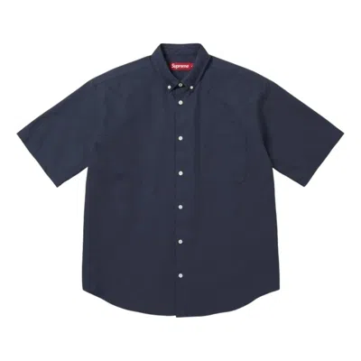 Supreme Ss26 Loose Fit Oxford S/s Shirt 'navy' In Blue