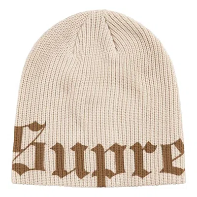 Supreme Ss26 Old English Printed Beanie 'stone' In Orange