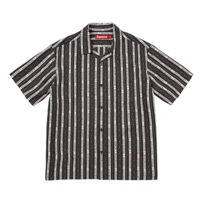 Supreme Ss26 Old English Stripe Silk S/s Shirt 'black' In Multi