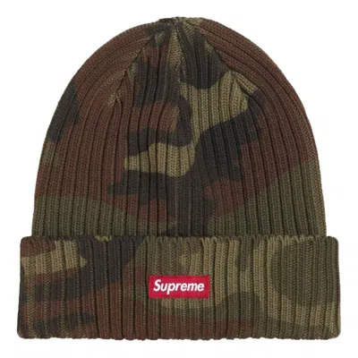 Supreme Ss26 Overdyed Beanie 'woodland Camo' In Brown