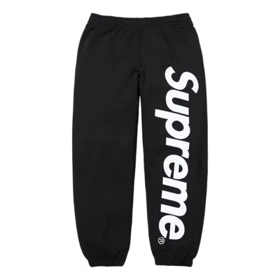 Supreme Ss26 Satin Appliqué Sweatpants 'black' In Blue