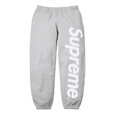 Supreme Ss26 Satin Appliqué Sweatpants 'heather Grey' In Gray