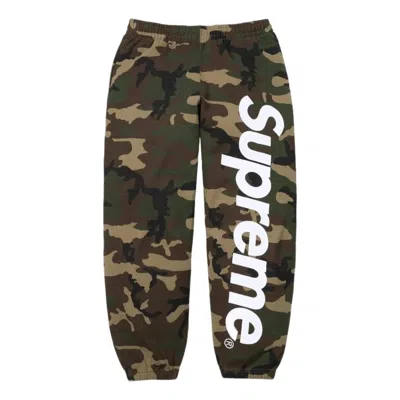 Supreme Ss26 Satin Appliqué Sweatpants 'woodland Camo' In Brown