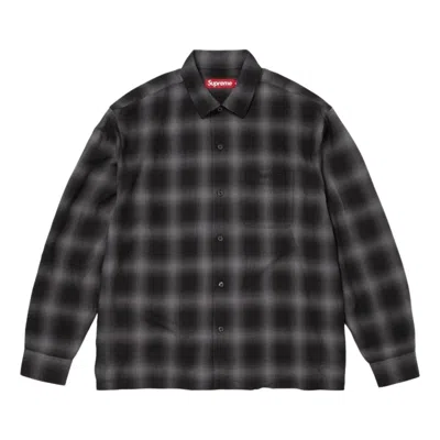 Supreme Ss26  Shadow Plaid Rayon Shirt 'black' In Orange