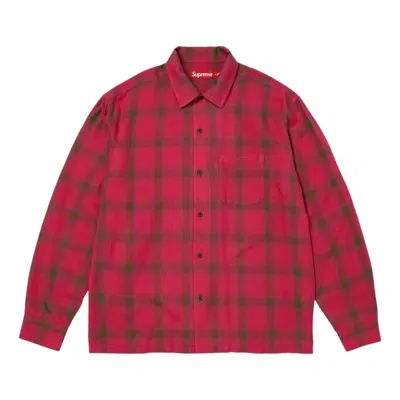 Supreme Ss26  Shadow Plaid Rayon Shirt 'magenta' In Red