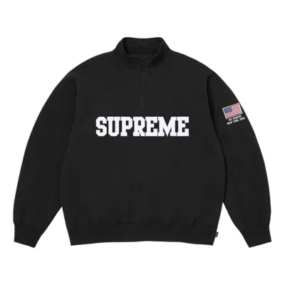 Supreme Flag-detail Half-zip Sweatshirt In Black