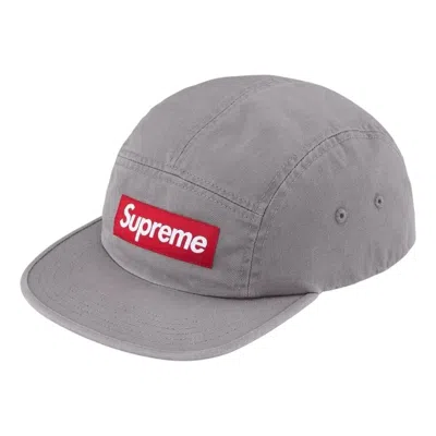 Supreme Ss26 Washed Chino Twill Camp Cap 'grey' In Orange