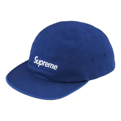 Supreme Ss26 Washed Chino Twill Camp Cap 'royal' In Metallic