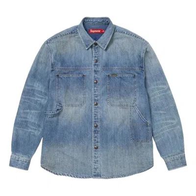 Supreme Ss26 Worn Snap Painter Shirt 'denim' In Blue