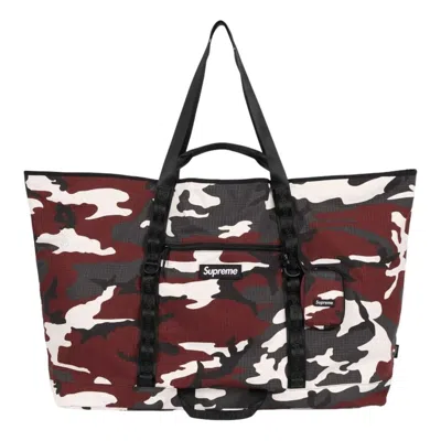 Supreme Ss26 X-large Tote Bag + Utility Pouch 'red Camo'
