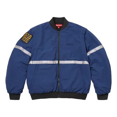 Supreme Ss26 Zip-off Sleeve Reflective Stripe Jacket 'navy' In Purple