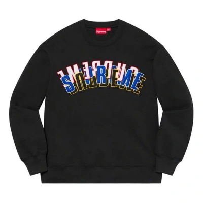 Supreme Stacked Crewneck 'black White Blue'