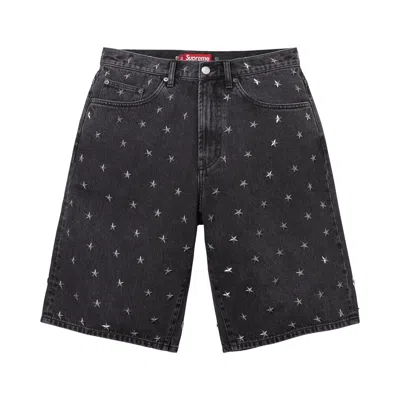 Pre-owned Supreme Stars Studded Baggy Denim Short 'black' | Men's Size L