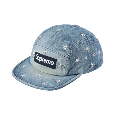 Pre-owned Supreme Stars Studded Denim Camp Cap 'washed Indigo' | Blue | Men's Size Onesize