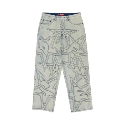 Pre-owned Supreme Stars Topstitch Baggy Jean 'dirty' | Blue | Men's Size 32