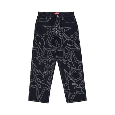 Pre-owned Supreme Stars Topstitch Baggy Jean 'indigo' | Blue | Men's Size 34