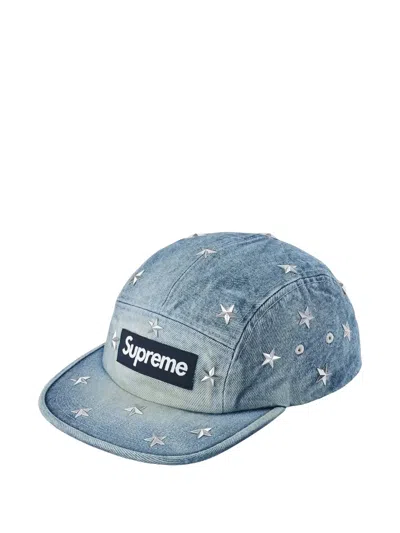 Supreme Star-studded Denim Baseball Cap In Blue