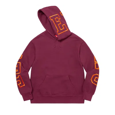 Pre-owned Supreme State Hooded Sweatshirt 'burgundy' In Red