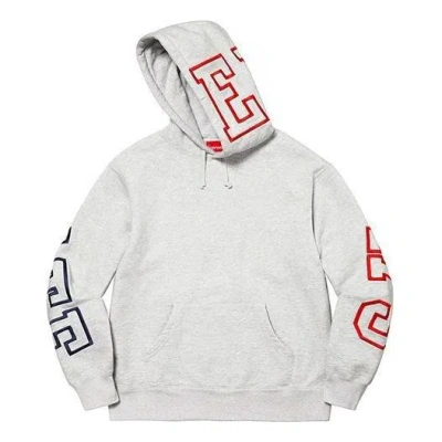 Supreme State Hooded Sweatshirt 'grey Black Red' In White