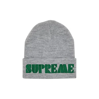 Pre-owned Supreme Stencil Beanie 'heather Grey'