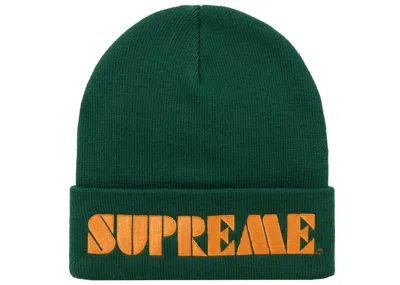 Pre-owned Supreme Stencil Beanie In Dark Green