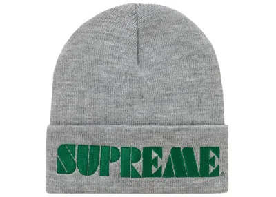 Pre-owned Supreme Stencil Beanie In Heather Grey