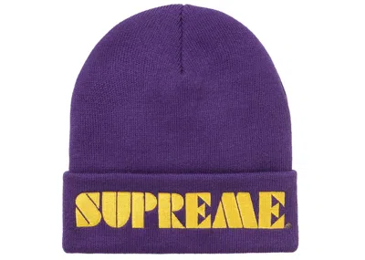 Pre-owned Supreme Stencil Beanie In Purple