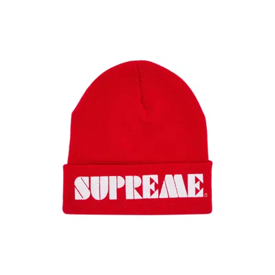 Pre-owned Supreme Stencil Beanie 'red'