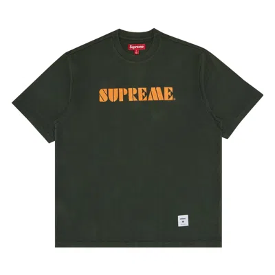 Pre-owned Supreme Stencil Embroidered Short-sleeve Top 'green'