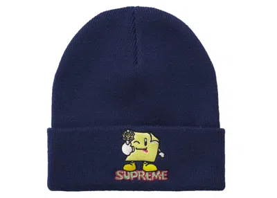 Pre-owned Supreme Sticky Note Beanie In Navy Blue