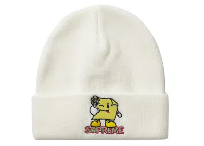 Pre-owned Supreme Sticky Note Beanie In White