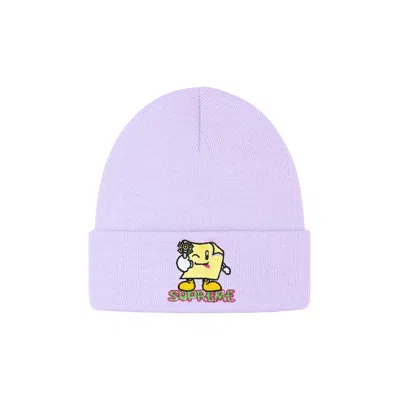 Pre-owned Supreme Sticky Note Beanie 'lavender' In Purple