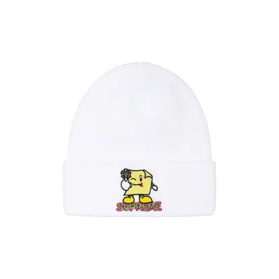 Pre-owned Supreme Sticky Note Beanie 'white'