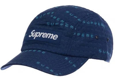 Pre-owned Supreme Stitch Jacquard Camp Cap In Navy Blue