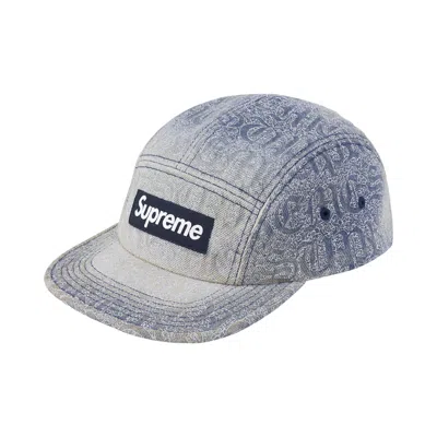 Pre-owned Supreme Stitched Old English Denim Camp Cap 'blue' | Men's Size Onesize