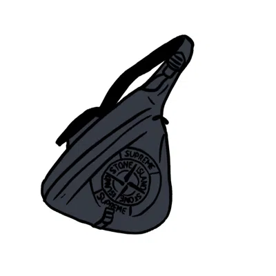 Pre-owned Supreme Stone Island Printed Camo Nylon Shoulder Bag In Black