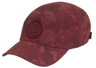 Pre-owned Supreme Stone Island Reactive Ice Camo Ripstop Camp Cap In Red