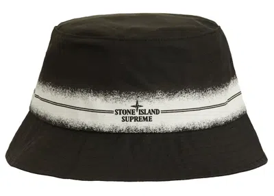 Pre-owned Supreme Stone Island Stripe Crusher Hat In Black