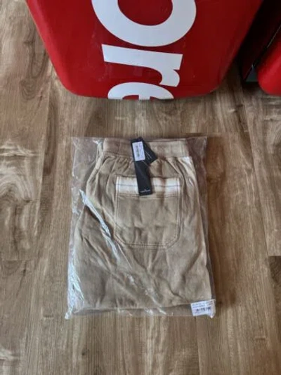 Pre-owned Supreme Stone Island Tan Side Stripe Logo Sweatpants Men's M Ds Authentic In Brown