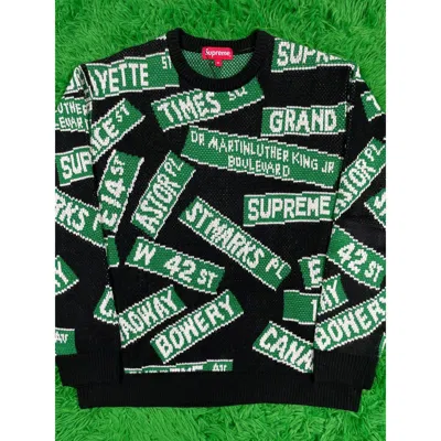 Pre-owned Supreme Street Sign Sweater Medium Used In White