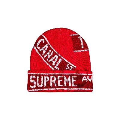 Pre-owned Supreme Street Signs Beanie 'red'