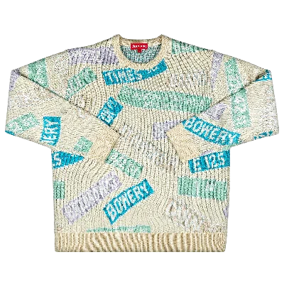 Pre-owned Supreme Street Signs Sweater 'natural' In Cream