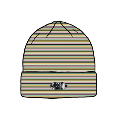 Pre-owned Supreme Stripe Beanie (fw20) In Pink