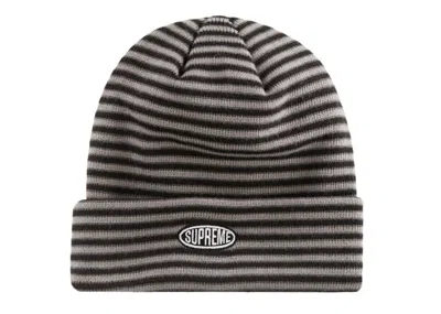 Pre-owned Supreme Stripe Beanie (fw22) In Black