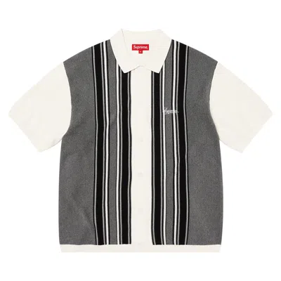 Pre-owned Supreme Stripe Button Up Polo 'white'