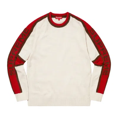 Pre-owned Supreme Stripe Chenille Sweater 'white'
