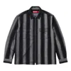 Supreme Stripe Flannel Zip Up Shirt 'black Grey' In Gray